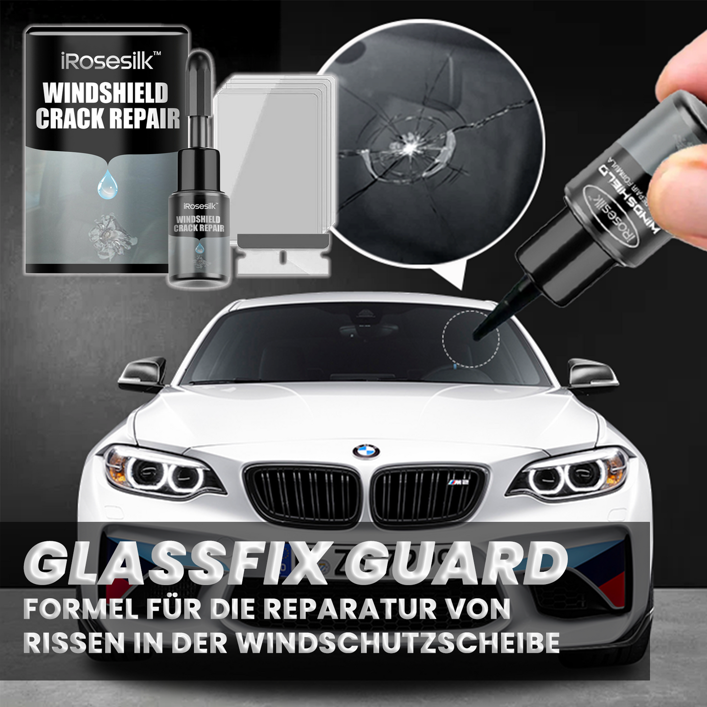 iRosesilk™ GlassFix Guard: 2024 Formel zur Reparatur von Rissen in der Windschutzscheibe